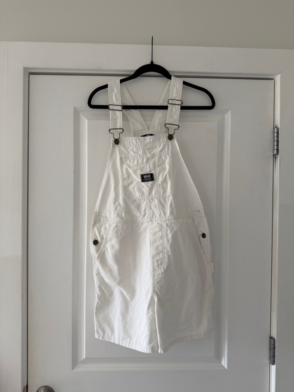 Vans White Denim Short Overalls